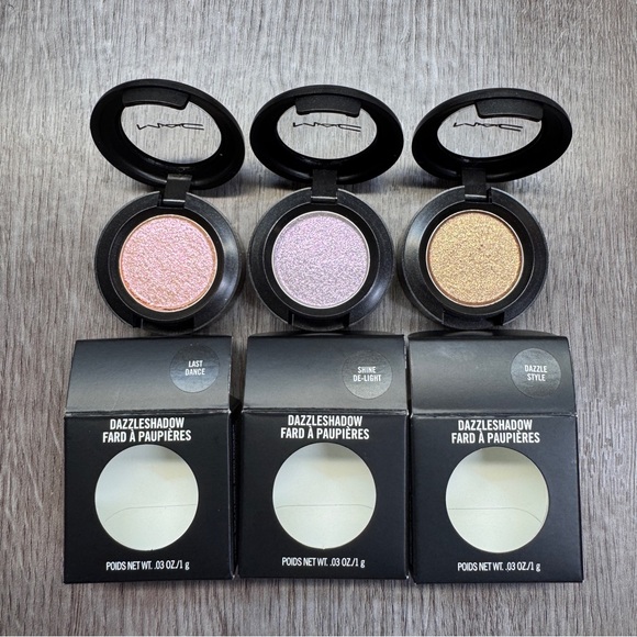 Lot of 3 Mac Dazzleshadow Eyeshadow Last Dance Dazzle Style Shine De-Light NIB - Picture 1 of 4